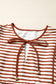 Brown Stripe Babydoll Long Sleeve Blouse