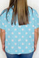 Sky Blue Twisted Rib Polka Dot Print Plus Size T Shirt