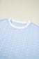 Beau Blue Contrast Trim Textured Crewneck Tee and Pocketed Skirt Set
