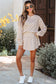 Khaki Checkered Long Sleeve Crop Top High Waist Skort 2pcs Set