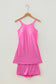 Pink Solid Color Tunic Tank Dress Athletic Shorts Two Piece Set