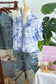 Blue Wild Animal Paradise Striped Detail V Neck Blouse