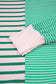 Green Stripe Color Block Exposed Seam Side Slit Plus Size Sweatshirt