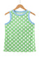 Green Polka Dot Contrast Trim Round Neck Loose Tank Top