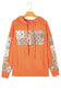 Flamingo Mix Floral Patchwork Side Slit Drawstring Hoodie