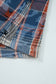 Oatmeal Boho Floral Plaid Patchwork Distressed Detail Ruffled Sleeve Waffle Knit Shacket