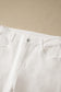 White Solid Color Rolled Cuffs Denim Bermuda Shorts