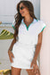 White Colorblock Edge Cap Sleeve Collared Top 2 Piece Skirt Set