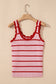 Rose Stripe Striped Scalloped Edge U Neck Sleeveless Sweater Vest