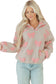 Gray Bow Sherpa Quarter Zip Drop Shoulder Baggy Sweatshirt