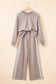 Gray Morn Varsity Striped Detail Crewneck Pullover Elastic Sweatpants 2pcs Outfit