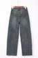 Sail Blue Exposed Stitching Loose Straight High Waist Jeans