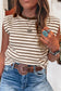 Red Stripe Ribbed Round Neck Trim Loose Tank Top