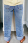 Myosotis Center Seam Cuffed Hem Straight High Waist Jeans
