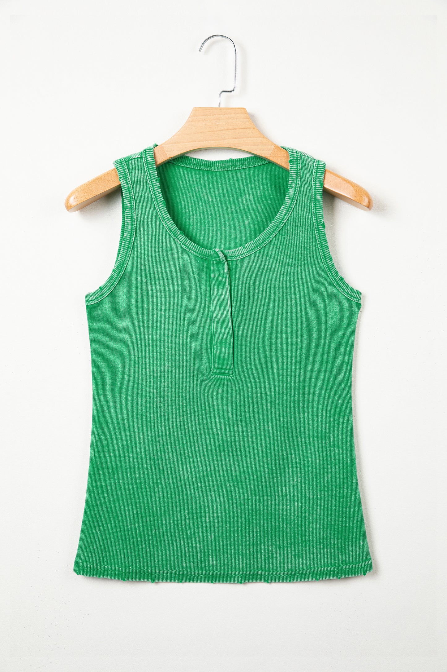 Blue Vintage Distressed Ribbed Mineral Wash Tank Top