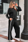 Fiery Red Varsity Striped Detail Crewneck Pullover Elastic Sweatpants 2pcs Outfit