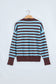 Brown Stripe Color Block Loose Crew Neck Cuffed Sweater