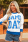 Oatmeal GAME DAY Letter Graphic Varsity Striped Detail Baggy Sweatshirt