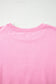 Pink Floral Bow Patched Exposed Seam Patchwork Slit Baggy Sweatshirt