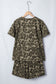 Brown Leopard Print Crew Neck Short Set