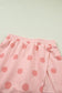 Pink Ribbed Trim Polka Dot Print Tank Split Mini Skort 2pcs Set