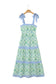 Pink Geometric Floral Print Striped Patchwork Detail Sleeveless Dress