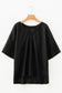 Golden Fleece Pointelle Rhombus Knit Plus Size V Neck Loose Top