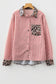 Sky Blue Striped Leopard Print Patchwork Button Up Womens Shirt