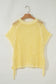 Yellow Cream Hollow-out Crochet Side Tied Short Sleeve Sweater