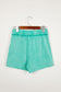 Sky Blue Mineral Washed Drawstring Elastic Waist Raw Cut Shorts