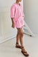 White Breathable Waffle Color Block Trim 2pcs Casual Short Set