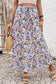 Pink Floral Print Lace-up High Waist Ruffle Hem Maxi Skirt