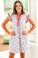 Red Floral Print Contrast Trim Flutter Sleeve Mini Dress