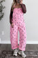 Jet Stream Polka Dot Print Bib Pocket Denim Barrel Overalls Jumpsuit