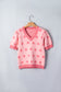 Rose Red Polka Dot Puff Short Sleeve Sweater Top