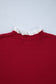 Racing Red Lace Trim Patchwork Buttoned Cuffs Loose Sweater