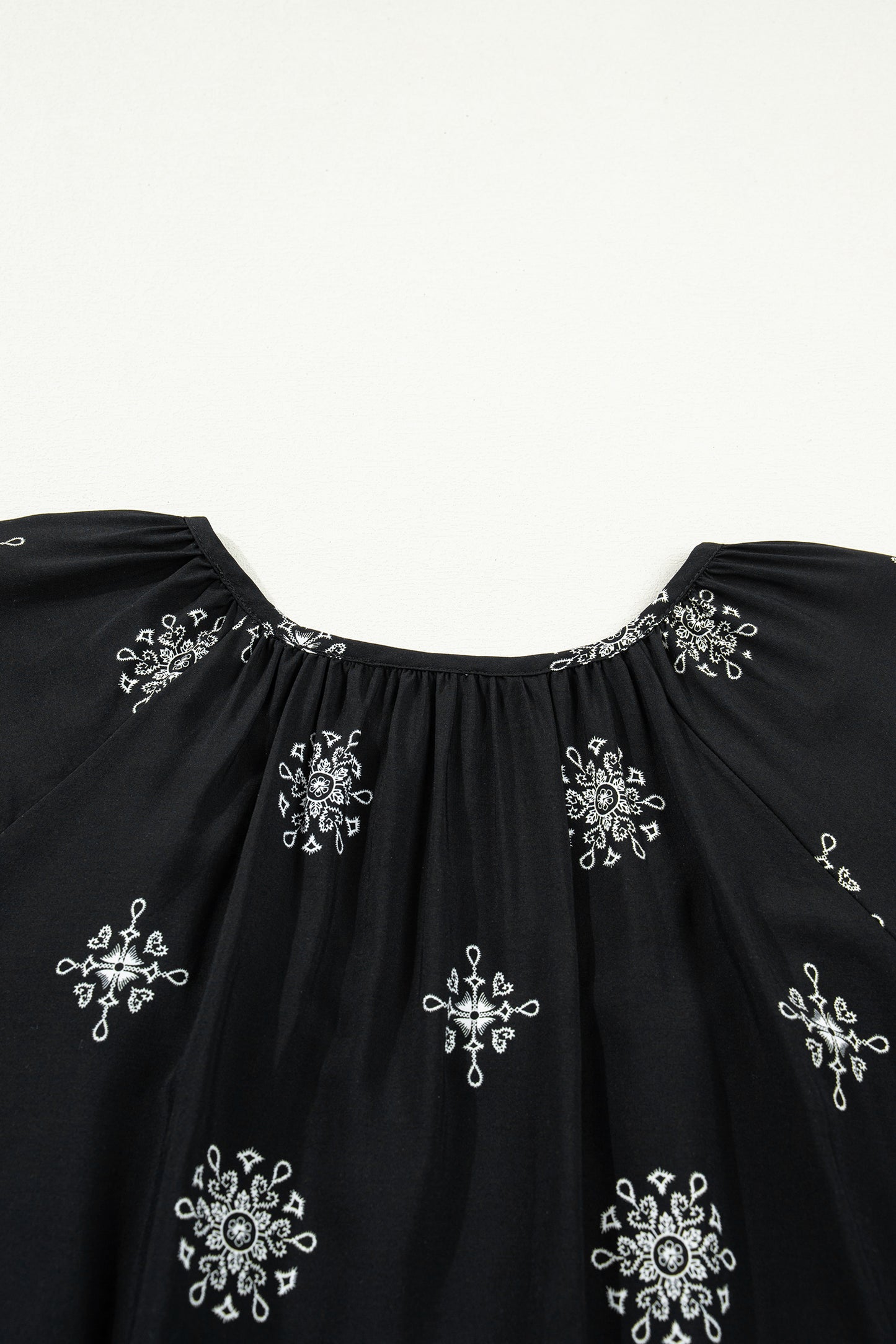 Green Boho Chic Notched V Neck Plus Floral Short Sleeve Top