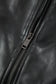 Black Double Flap Pocket Faux Leather Zip Up Stand Neck Vest