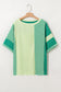 Green Stripe Patchwork Colorblock Plus Size T Shirt