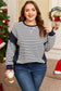 Blue Stripe Contrast Stitched Detail Color Block Patchwork Plus Size Sweatshirt