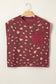 Red Leopard Print Cap Sleeve Knitted Top