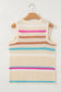 Khaki Stripe Textured Knit V Neck Sweater Vest