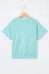 Mint Green Raw Cut Notched Neck Lace Patchwork Detail Mineral Wash Tee