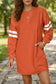 Sky Blue Varsity Contrast Banded Sleeve Shift Sweatshirt Dress