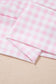 Pink Plaid Zip Neck Sleeveless Top Elastic Waist Shorts Casual Two Piece Short Set