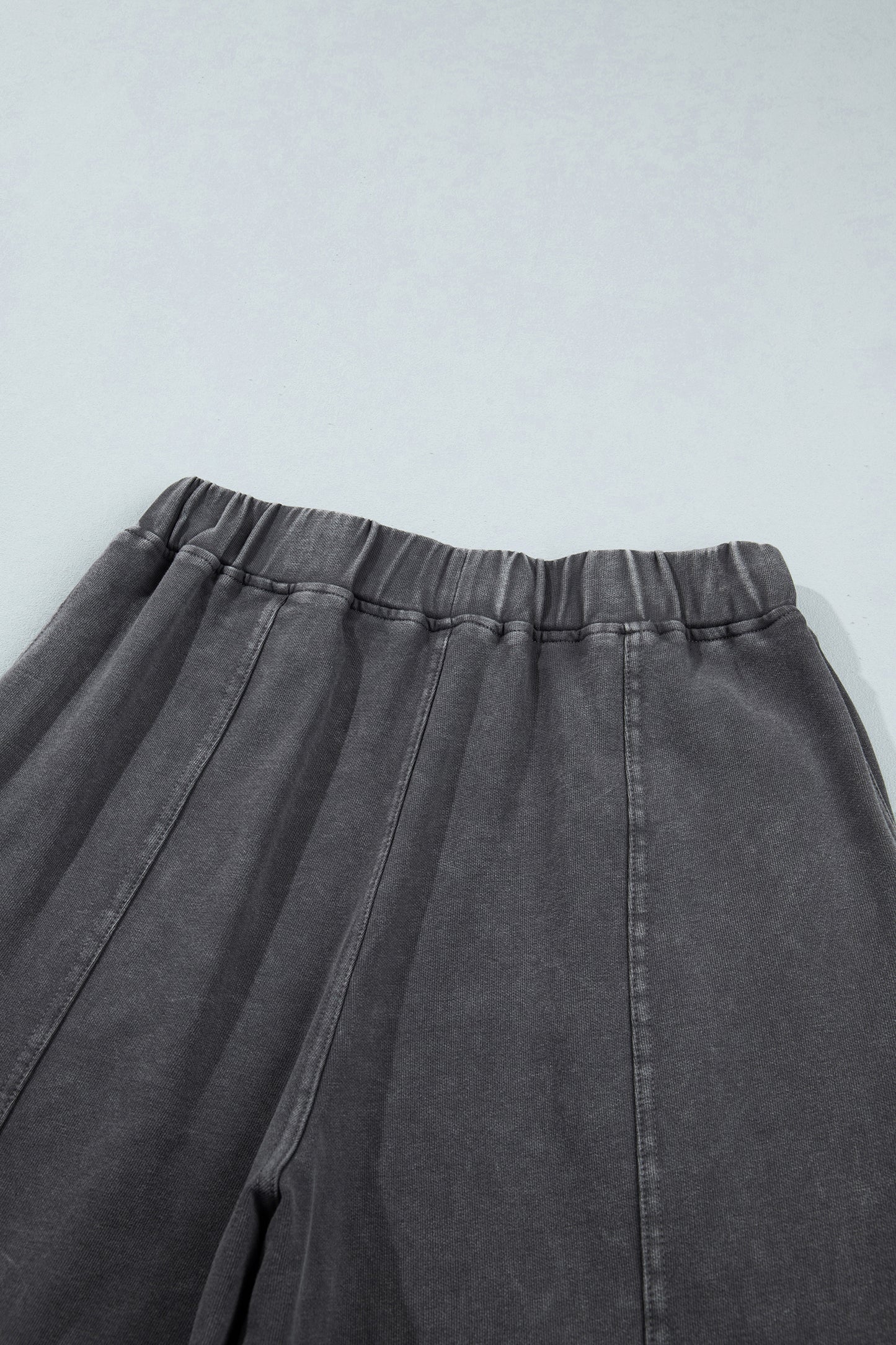 Carbon Grey Mineral Wash Seam Detail Elastic Waist Barrel Pants