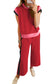 Dark Green Color Block Detail Casual Two-piece Set