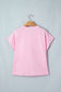 Pink Leopard Bow Embroidered Cotton Round Neck T Shirt