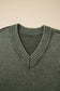 Black Mineral Wash V Neck Knit Exposed Seam Drop Shoulder Loose Sweater