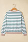 White Stripe Twisted Ribbed Patchwork Drop Shoulder Round Neck Sweatshirt